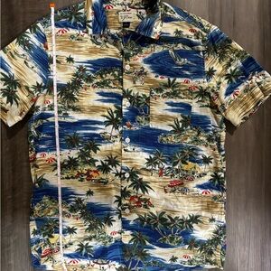 J. Crew Blue and Tan Tropical Print Men's Shirt
